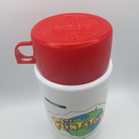 Flintstones Thermos 90s Cartoon TV Show Millennial Nostalgia Red Cup Lid 3700 - Picture 6 of 11